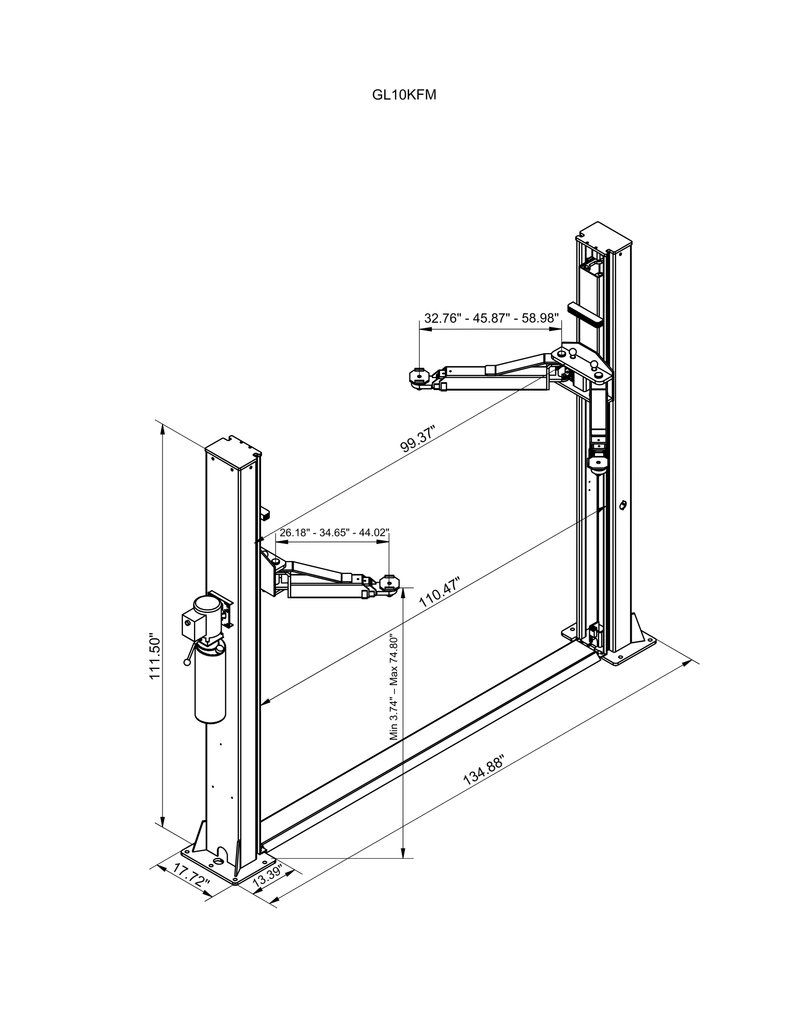 Schematic preview for Guardian Lifts 10k 2-post (Floorplate)